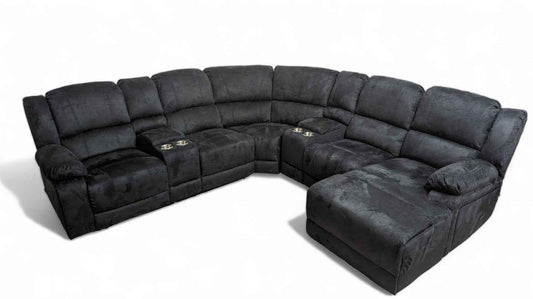 Venus Suede Fabric Power Recliner Corner Sofas With Chaise