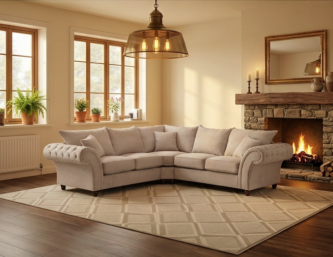 Windsor Stone Fabric Corner Sofa