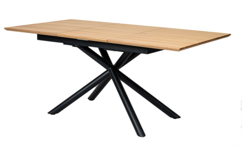 Bevagna Wood Extending Dining Table with black metal legs