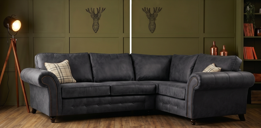 Oakland Charcoal Nubuck Corner Sofa
