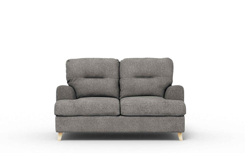 Amber Fabric Sofa with two seat cushions and two back cushions.