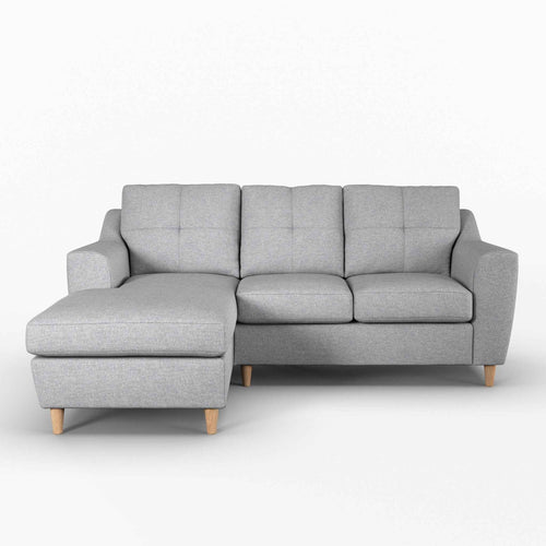 Baxter Fabric Corner Sofa Collection in grey with a chaise.