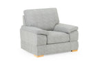 Bento Fabric Sofa Collection armchair in silver with wooden legs.