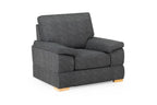 Bento fabric sofa in dark grey with wooden legs.