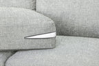 Bento Fabric Sofa Collection in silver with a visible zipper on the cushion.