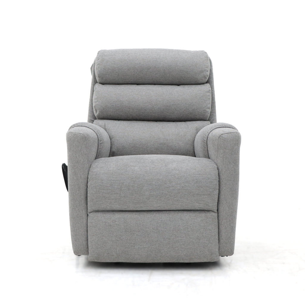 Ravenglass dual motor rise and recline armchair in grey fabric.