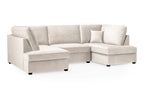 Carnabie U Shaped Plush Velvet Corner Sofa in cream.