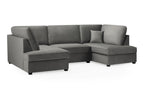 Carnabie U Shaped Plush Velvet Corner Sofa in grey.