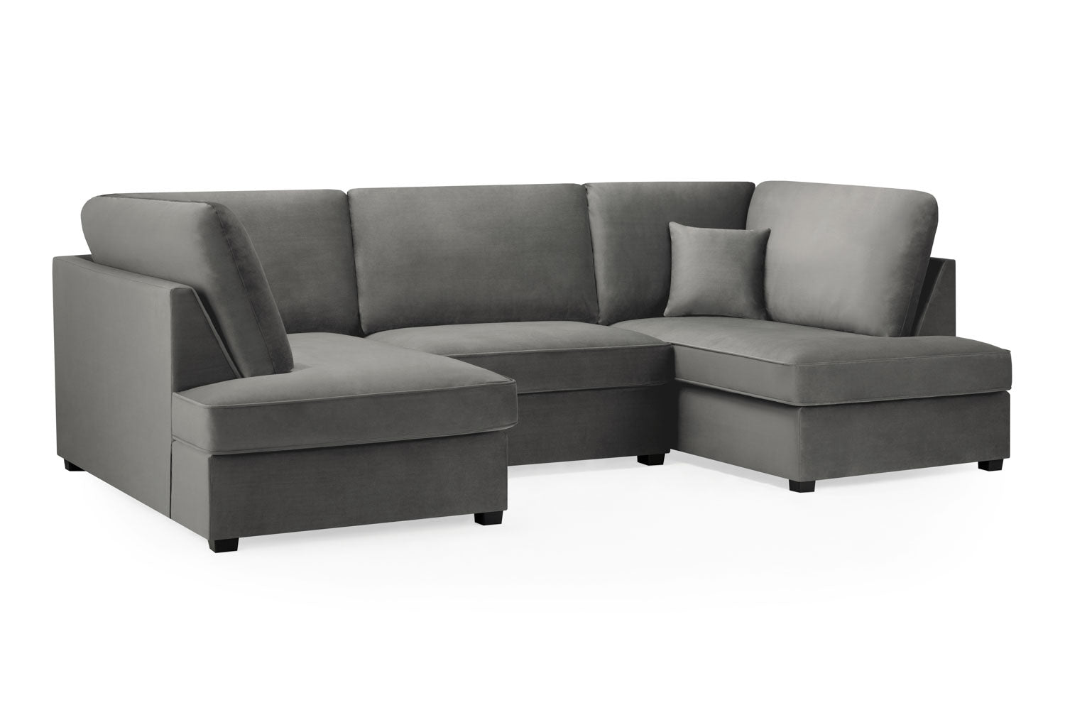 Carnabie U Shaped Plush Velvet Corner Sofa in grey.
