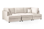Carnabie U shaped plush velvet corner sofa in cream.