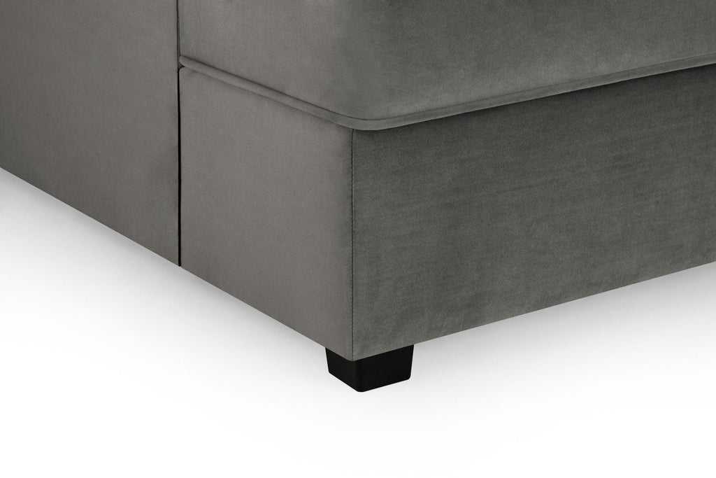 Carnabie U Shaped Plush Velvet Corner Sofa with black feet.