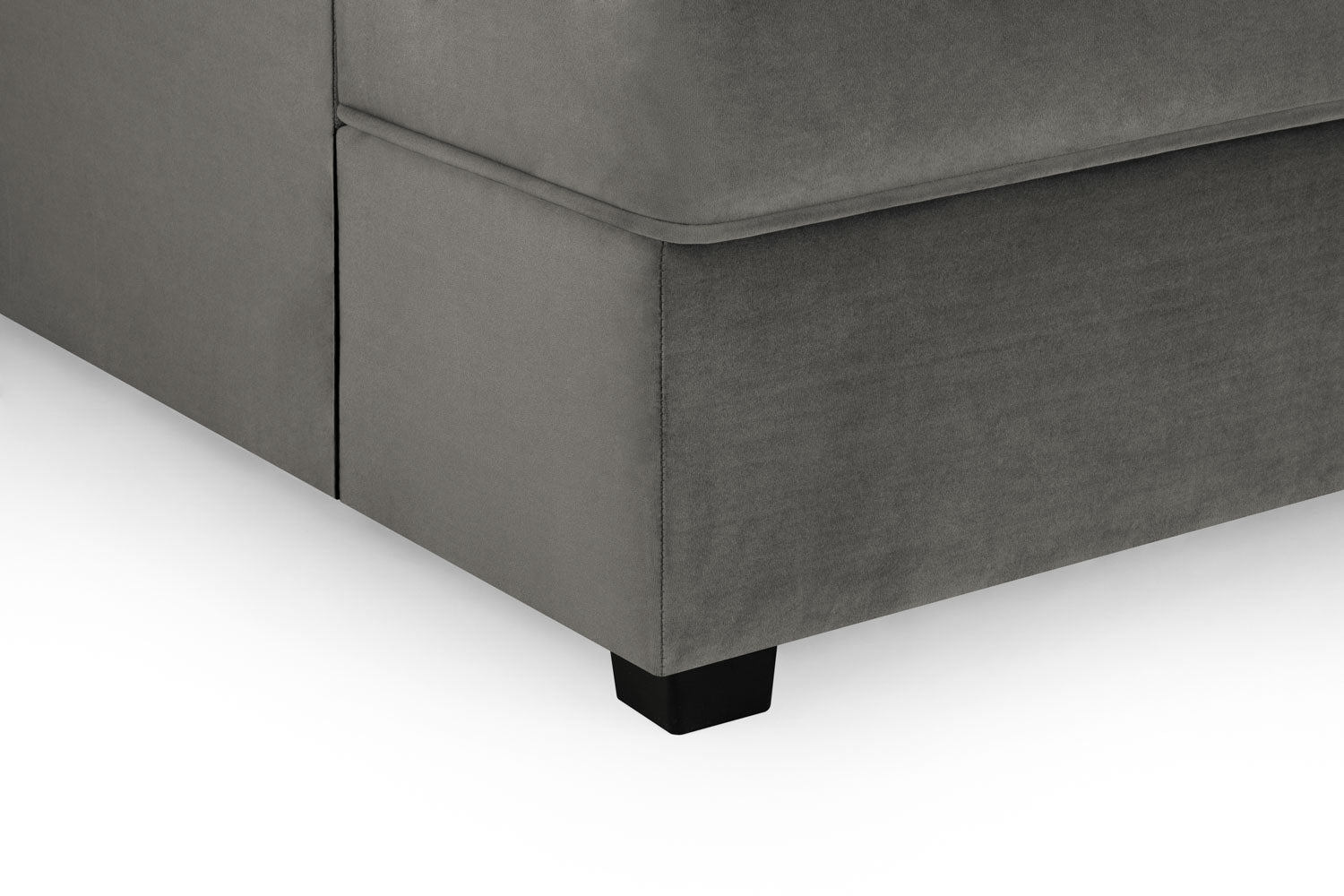 Carnabie U Shaped Plush Velvet Corner Sofa with black feet.