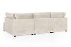 Carnabie U Shaped Plush Velvet Corner Sofa in cream with black feet.