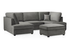 Carnabie U shaped plush velvet corner sofa with footstool.