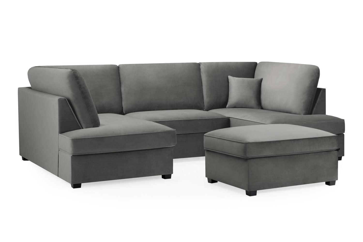 Carnabie U shaped plush velvet corner sofa with footstool.