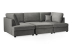Carnabie U Shaped Plush Velvet Corner Sofa in grey.