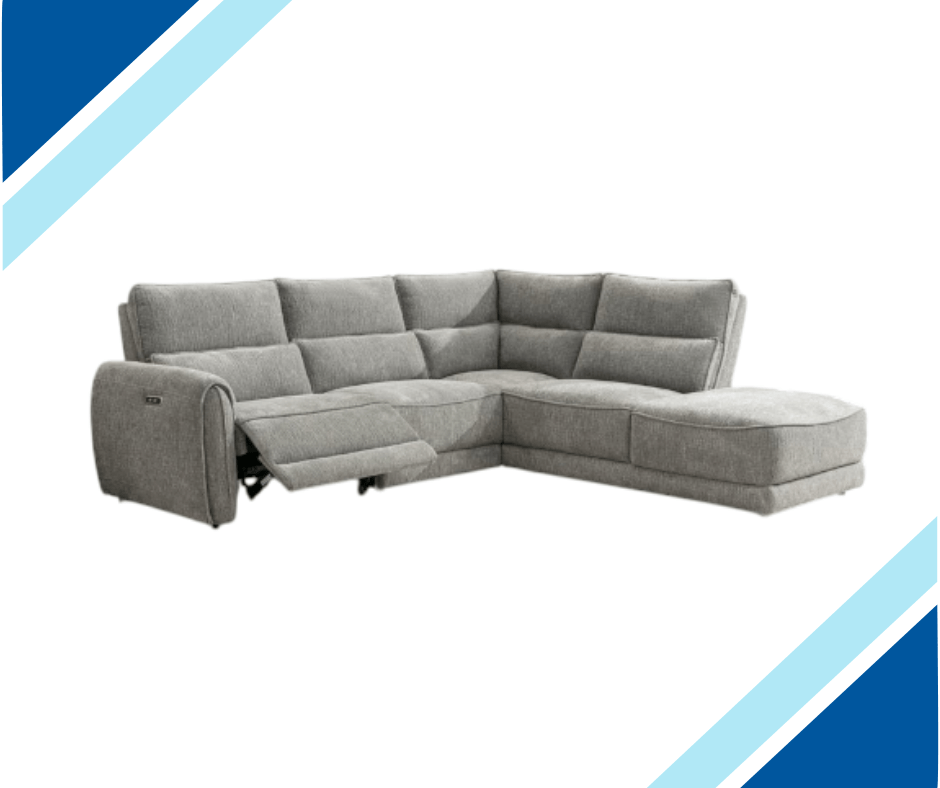 Ellie Grey Fabric Power Recliner Chaise Corner Sofa - Lakeland Sofa Warehouse