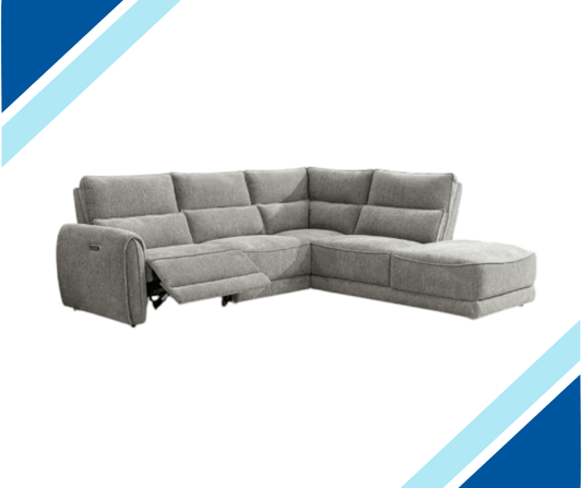 Ellie Grey Fabric Power Recliner Chaise Corner Sofa - Lakeland Sofa Warehouse