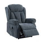 Elterwater fabric rise and recline chair in dark gray.