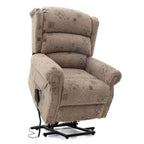 Windermere patterned dual motor rise and recline armchair with electric controls.