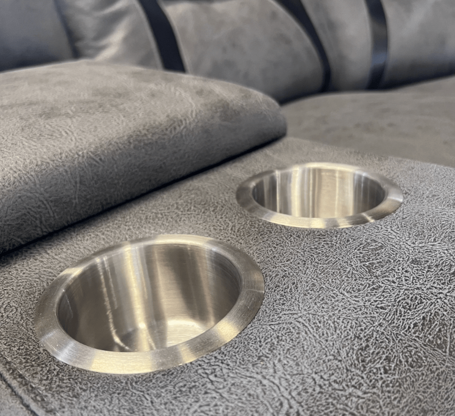 Newton LeatherAire Power Recliner Sofa - USB Ports - Grey - Lakeland Sofa Warehouse