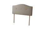 Sealy Messina fabric headboard with three buttons and wooden legs.