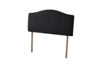 Sealy Messina black fabric headboard with button details and wooden legs.