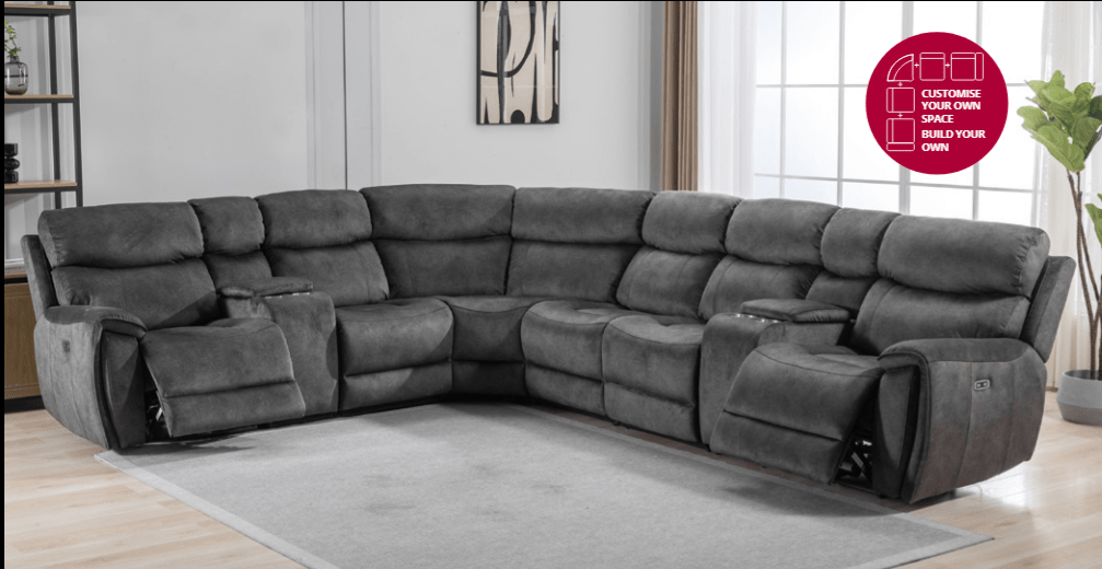 Seville Fabric Modular Power Recliner Corner Sofa - Lakeland Sofa Warehouse