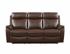 Brown leather aire three-seater recliner sofa.