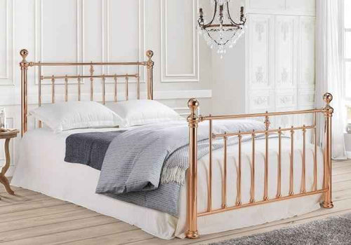 Alexander Rose Gold Metal Bed Frame with a vintage design.