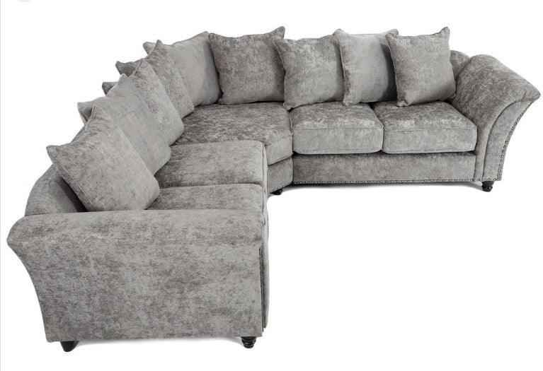 Calder Fabric Corner Sofa  - Platinum & Stone