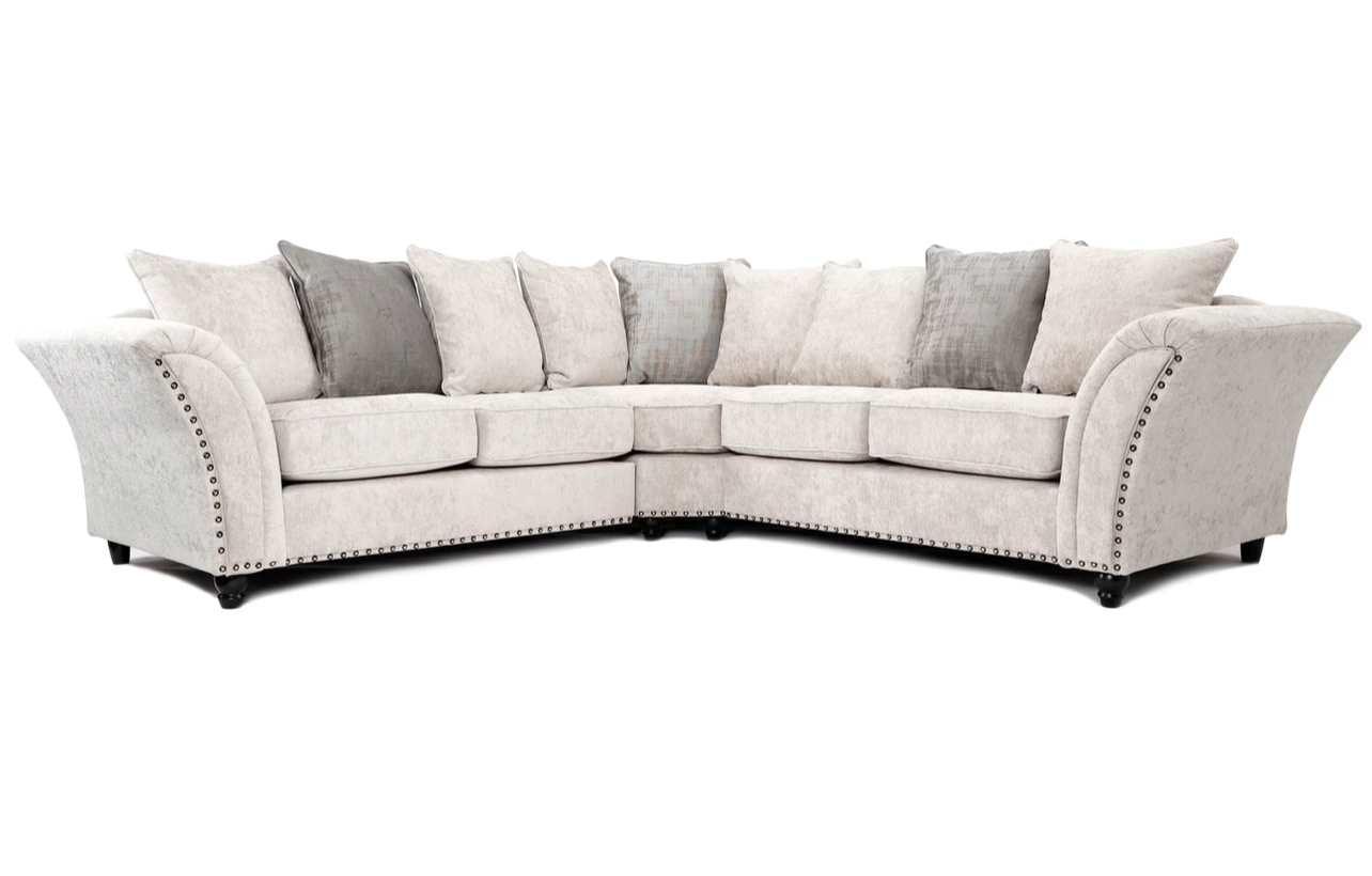Calder Fabric Corner Sofa  - Platinum & Stone - Lakeland Sofa Warehouse