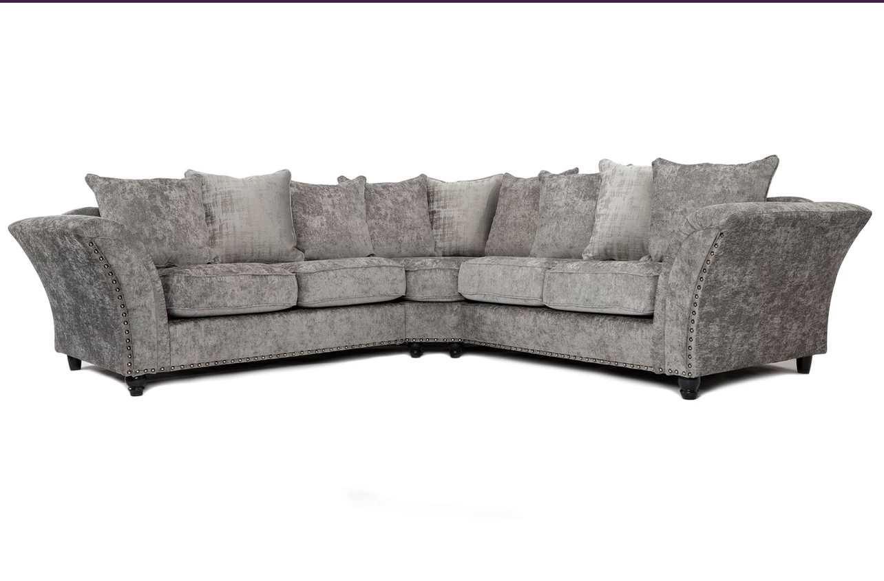 Calder Fabric Corner Sofa  - Platinum & Stone - Lakeland Sofa Warehouse