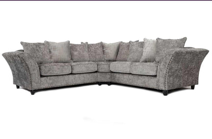 Calder Fabric Corner Sofa  - Platinum & Stone - Lakeland Sofa Warehouse