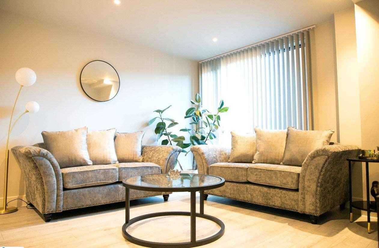 Calder Fabric Sofa Collection - Alaska Platinum & Stone