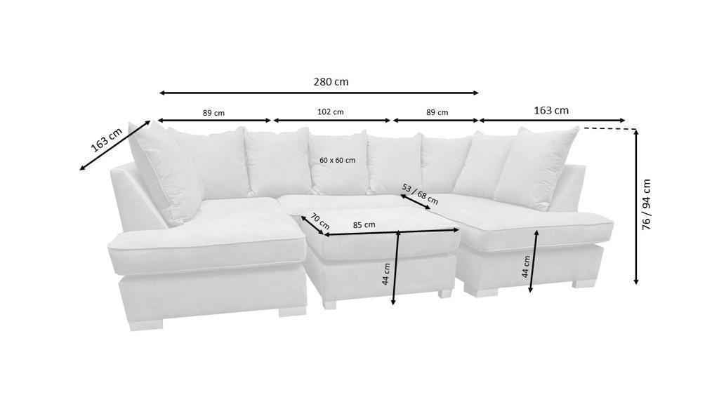 Carnabie U Shaped Fabric Corner Sofa