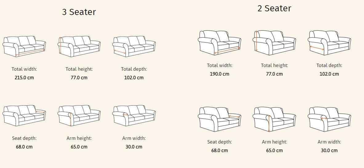 Cartmel Formal Back Sofa Set in Florida grey