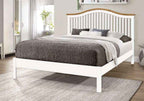 Chester solid wood bed frame with a curved slatted headboard and white finish.