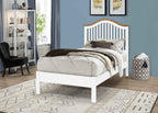 Chester solid wood bed frame with a white frame and curved slatted headboard.