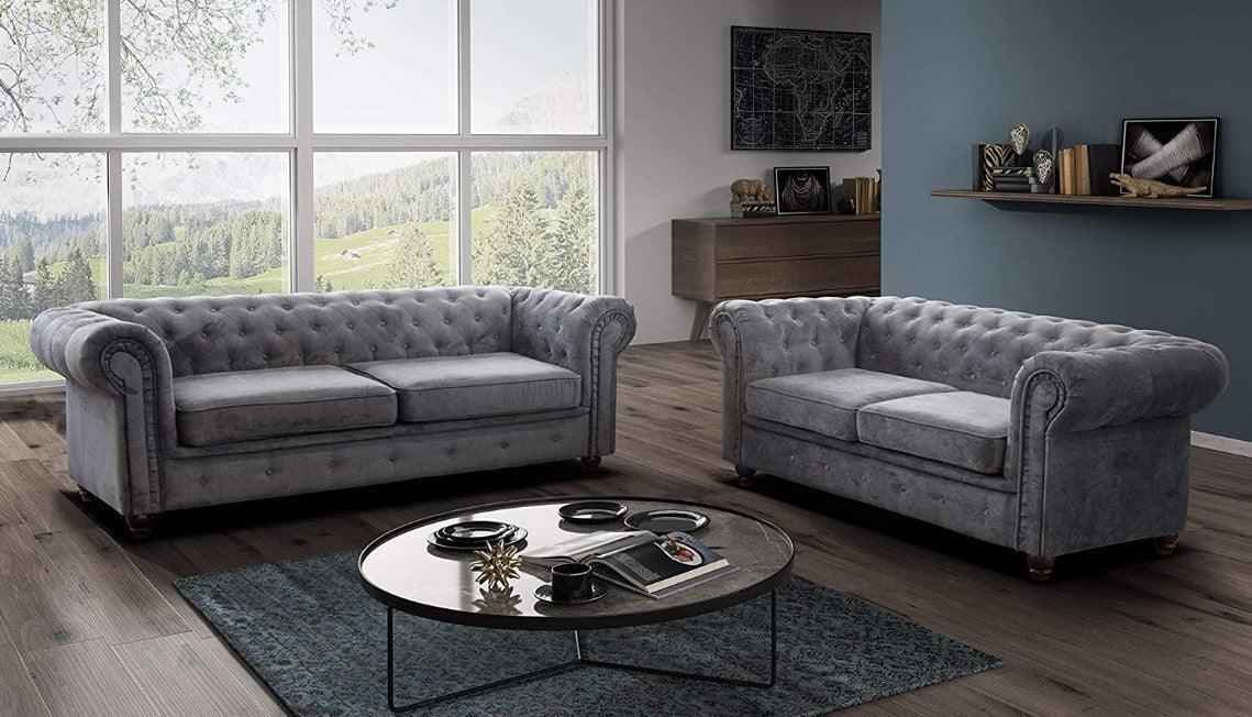 Chesterfield Infinity Velvet Fabric Sofa Collection