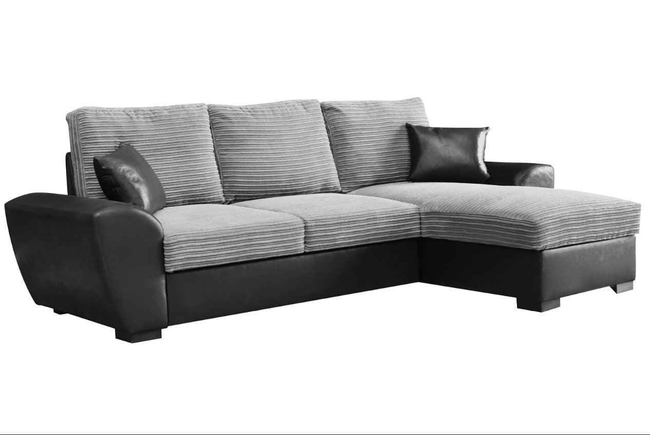 Greystoke Fabric Jumbo Cord Corner Sofa Bed