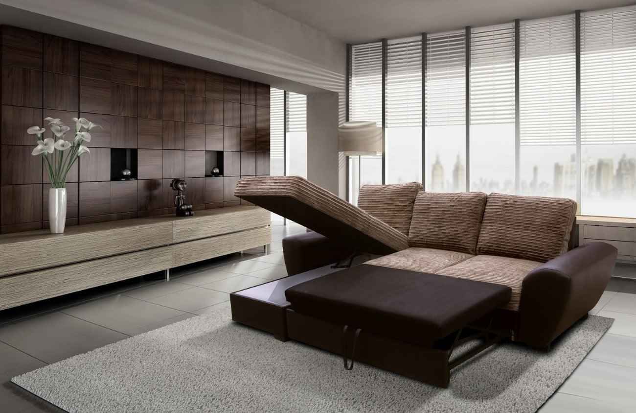 Greystoke Fabric Jumbo Cord Corner Sofa Bed