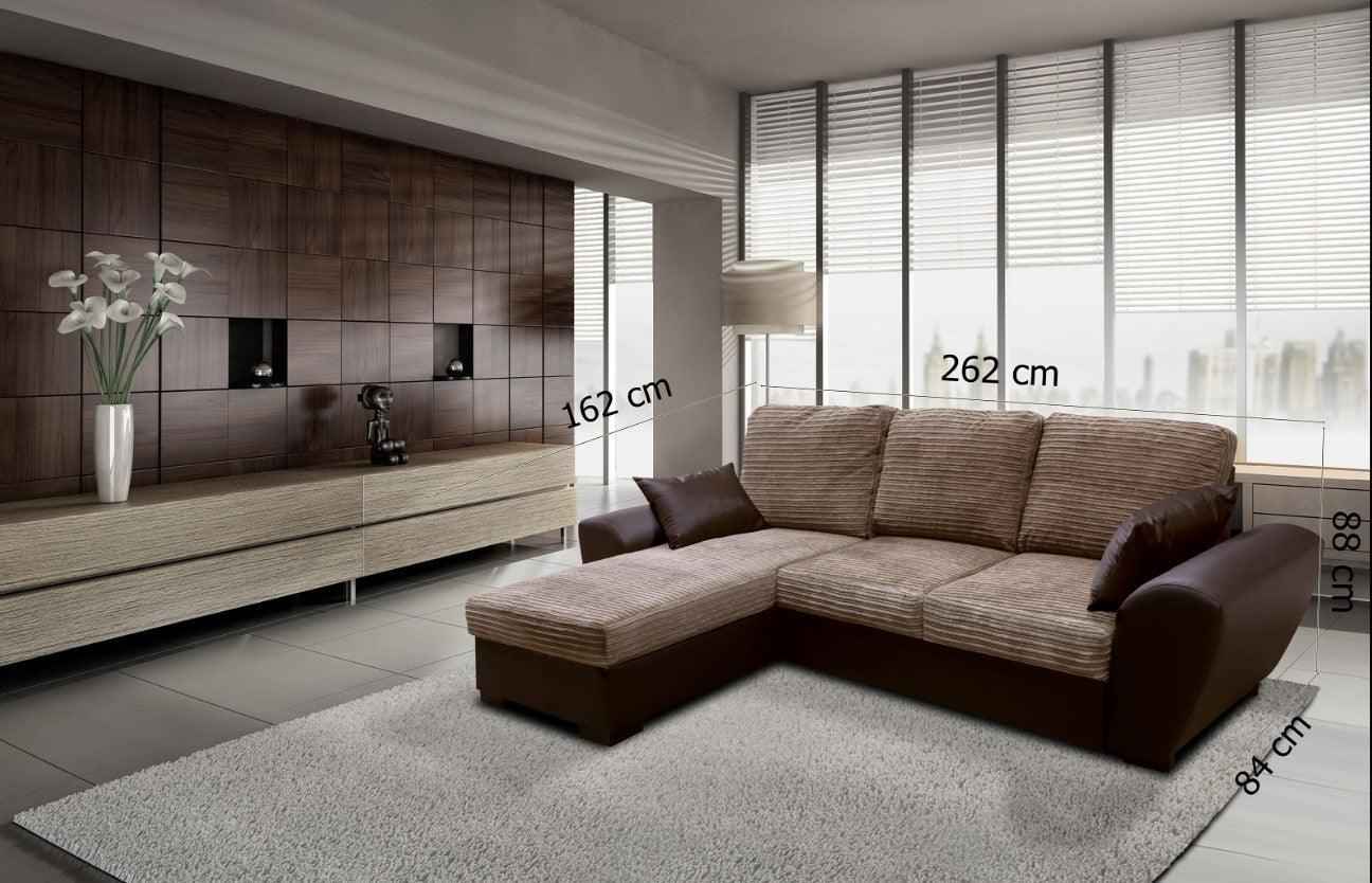 Greystoke Fabric Jumbo Cord Corner Sofa Bed