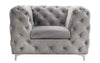 Stainton Button Grey Fabric Sofa