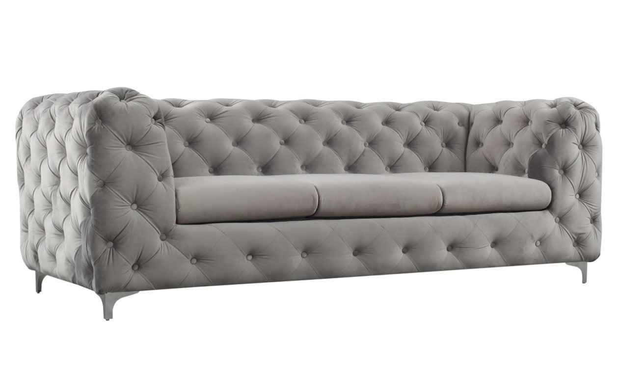 Stainton Button Grey Fabric Sofa