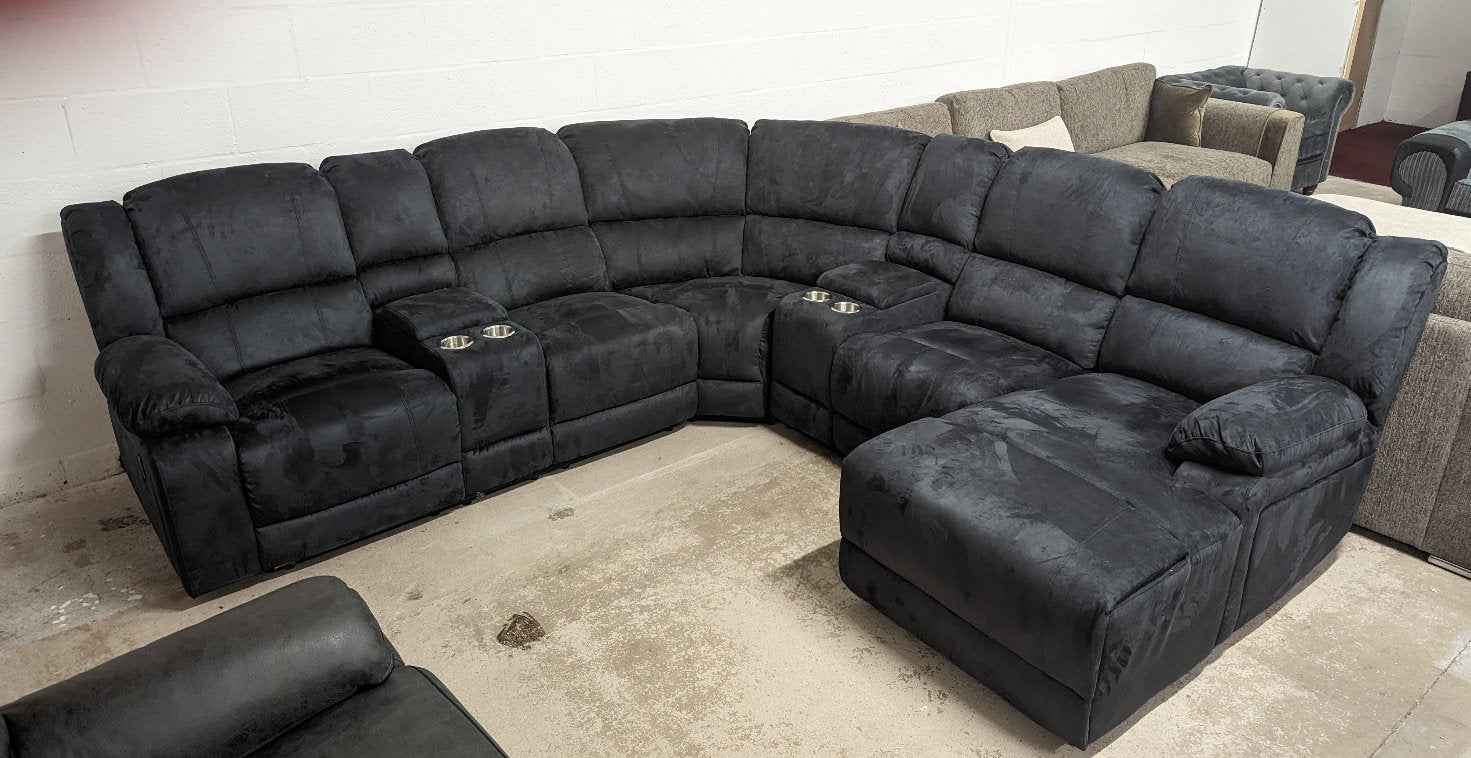 Venus Suede Fabric Power Recliner Corner Sofas With Chaise