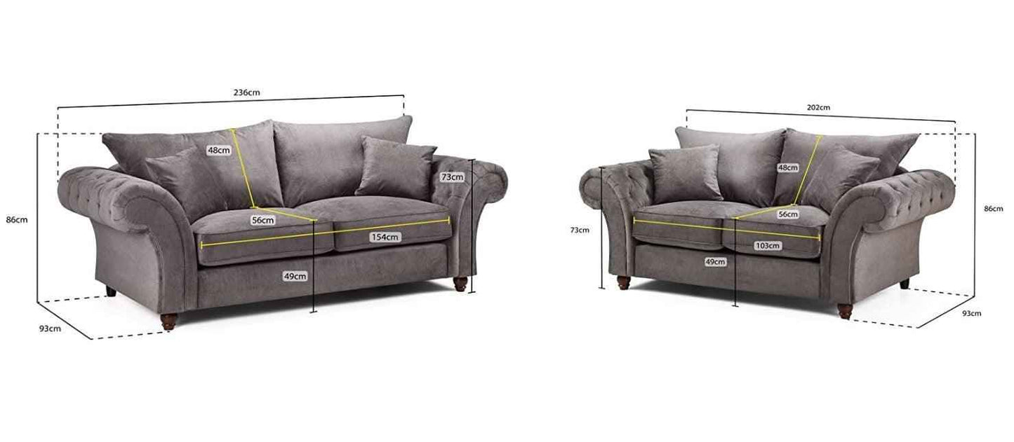 Wasdale Fabric Chesterfield Sofa Set