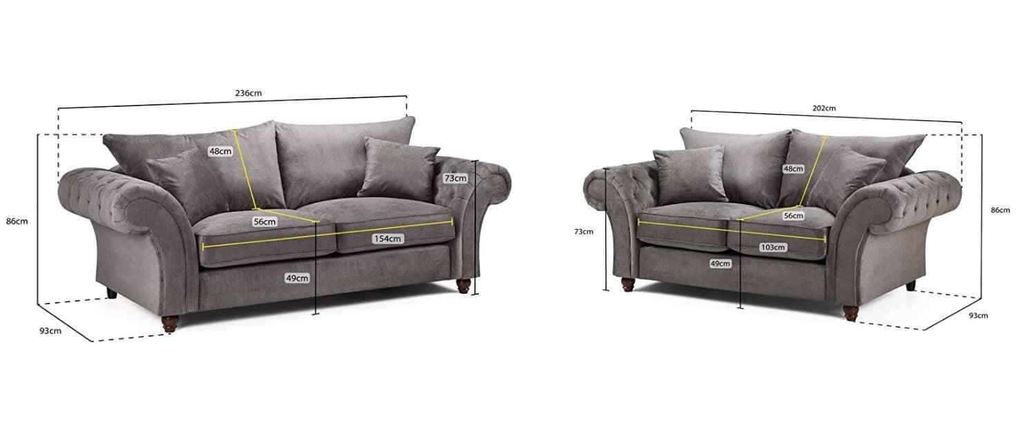 Wasdale Fabric Chesterfield Sofa Set